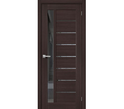 Дверь межкомнатная из эко шпона «Браво-27» Wenge Melinga остекление Mirox Grey