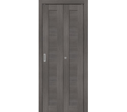 Дверь межкомнатная из эко шпона складная «Bravo-21» Grey Melinga глухая