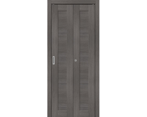 Дверь межкомнатная из эко шпона складная «Bravo-21» Grey Melinga глухая