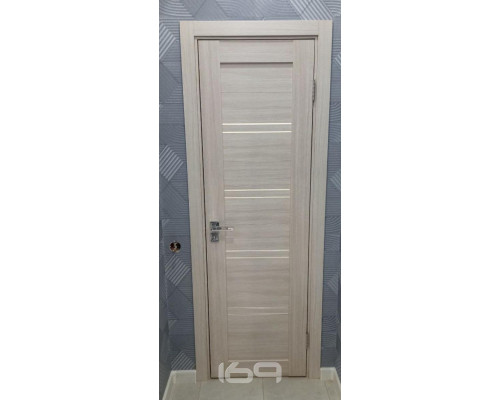 Дверь межкомнатная из эко шпона «Браво-28» Cappuccino Melinga остекление Magic Fog