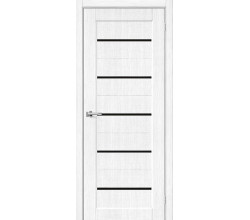 Дверь межкомнатная из эко шпона «Мода-22 Black Line» Snow Melinga глухая