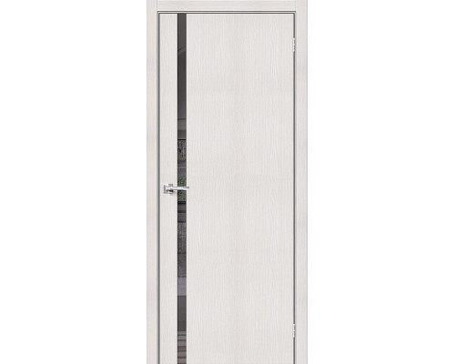 Дверь межкомнатная из эко шпона «Браво-1.55» Bianco Veralinga остекление зеркало в цвете 