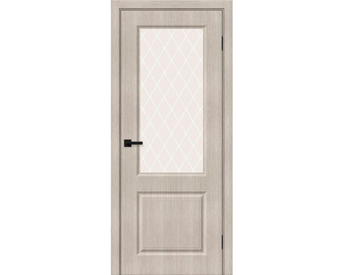 Дверь межкомнатная из эко шпона «Скинни-13» Cappuccino Melinga остекление White Сrystal