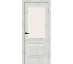 Дверь межкомнатная из эко шпона «Прима-3» Bianco Melinga стекло White Сrystal