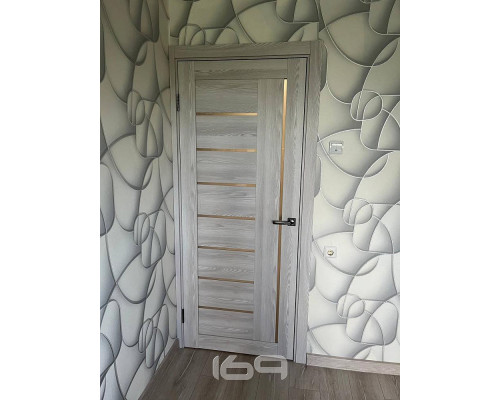Дверь межкомнатная из эко шпона «Браво-29» Riviera Ice остекление Magic Fog