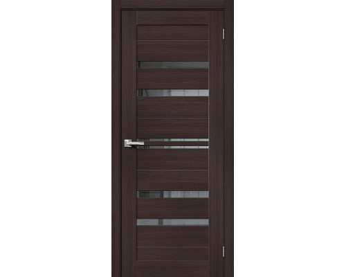 Дверь межкомнатная из эко шпона «Браво-30» Wenge Melinga остекление Mirox Grey