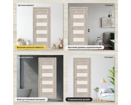 Дверь межкомнатная из эко шпона «Браво-23» Cappuccino Melinga остекление Magic Fog