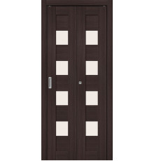 Дверь межкомнатная из эко шпона складная «Браво-23» Wenge Melinga остекление Magic Fog