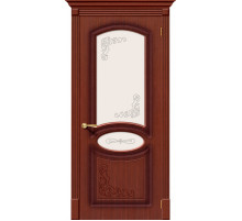 Дверь межкомнатная шпонированная «Азалия» Макоре (Шпон файн-лайн) остекление Сатинато белое