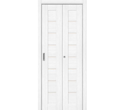 Дверь межкомнатная из эко шпона складная «Bravo-22» Snow Melinga остекление Magic Fog