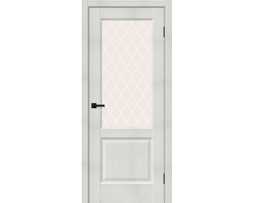 Дверь межкомнатная из эко шпона «Неоклассик-33» Bianco Melinga остекление White Сrystal