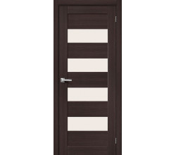 Дверь межкомнатная из эко шпона «Браво-23» Wenge Melinga остекление Magic Fog