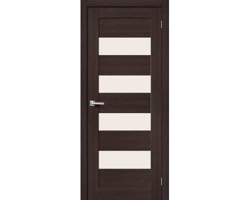 Дверь межкомнатная из эко шпона «Браво-23» Wenge Melinga остекление Magic Fog