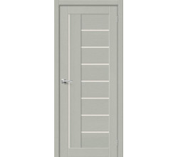 Дверь межкомнатная из эко шпона «Браво-29» Grey Wood остекление Magic Fog