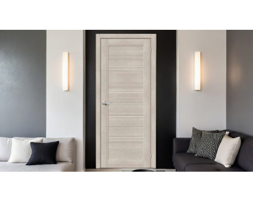 Дверь межкомнатная из эко шпона «Браво-28» Cappuccino Melinga остекление Magic Fog