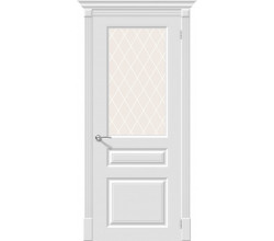Дверь межкомнатная крашенная «Скинни-15.1» Whitey (Эмаль) остекление художественное