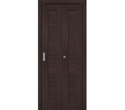 Дверь межкомнатная из эко шпона складная «Браво-21» Wenge Melinga глухая