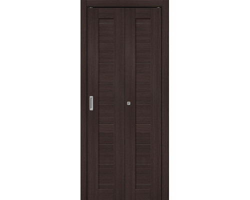 Дверь межкомнатная из эко шпона складная «Браво-21» Wenge Melinga глухая