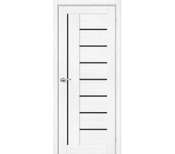 Дверь межкомнатная из эко шпона «Браво-29» Snow Melinga остекление Black Shine