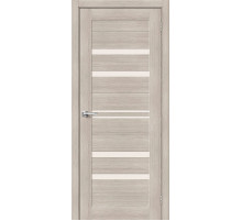 Дверь межкомнатная из эко шпона «Браво-30» Cappuccino Melinga остекление Magic Fog