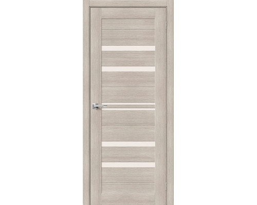 Дверь межкомнатная из эко шпона «Браво-30» Cappuccino Melinga остекление Magic Fog