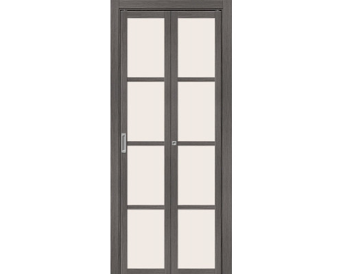 Дверь раздвижная из эко шпона «Твигги-11.3» Grey Melinga остекление Magic Fog
