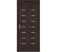 Дверь межкомнатная из эко шпона складная «Браво-22» Wenge Melinga остекление Magic Fog