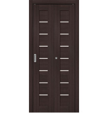 Дверь межкомнатная из эко шпона складная «Браво-22» Wenge Melinga остекление Magic Fog