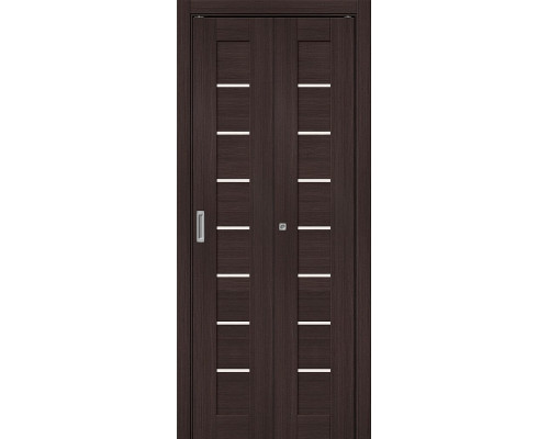 Дверь межкомнатная из эко шпона складная «Браво-22» Wenge Melinga остекление Magic Fog