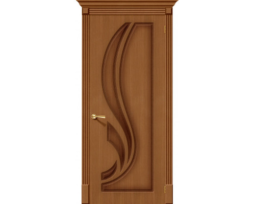 Дверь межкомнатная шпонированная «Лилия» Орех (Шпон файн-лайн) глухая