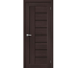 Дверь межкомнатная из эко шпона «Браво-29» Wenge Melinga остекление Black Shine