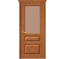 Дверь межкомнатная из Массива сосны «М5» Светлый лак остекление художественное