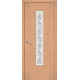 Дверь межкомнатная шпонированная «Рондо» Дуб Ф-05 (Шпон файн-лайн) остекление Сатинато белое, витраж