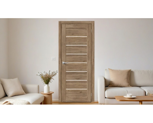 Дверь межкомнатная из эко шпона «Браво-22» Original Oak остекление Magic Fog