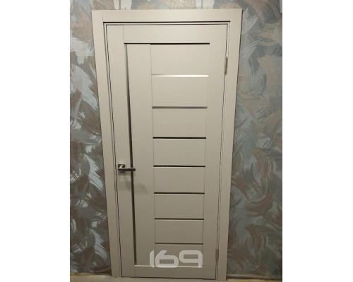 Дверь межкомнатная из эко шпона «Браво-29» Grey Wood остекление Magic Fog