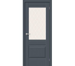 Дверь межкомнатная «Прима-3» Stormy Matt остекление White Сrystal