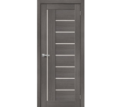 Дверь межкомнатная из эко шпона «Браво-29» Grey Melinga остекление Magic Fog