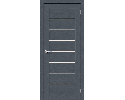 Дверь межкомнатная из эко шпона «Браво-22» Stormy Wood остекление Magic Fog