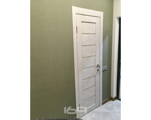 Дверь межкомнатная из эко шпона «Браво-22» Snow Art остекление Magic Fog