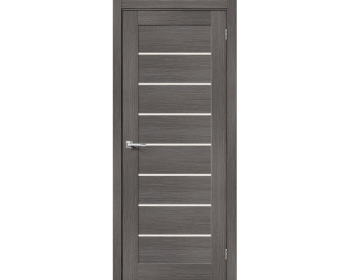 Дверь межкомнатная из эко шпона «Браво-22» Grey Melinga остекление Magic Fog