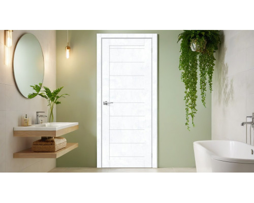 Дверь межкомнатная из эко шпона «Браво-21» Snow Art глухая