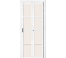 Дверь межкомнатная из эко шпона складная «Твигги-11.3» Snow Melinga остекление Magic Fog