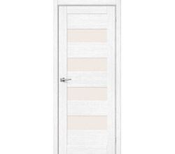 Дверь межкомнатная из эко шпона «Браво-23» Snow Melinga остекление Magic Fog