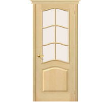 Дверь межкомнатная из Массива сосны без отделки «М7» остекление Сатинато белое