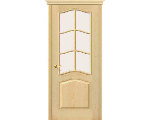 Дверь межкомнатная из Массива сосны без отделки «М7» остекление Сатинато белое