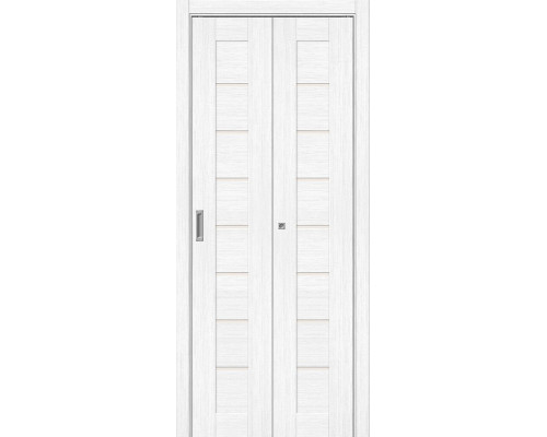 Дверь межкомнатная из эко шпона складная «Bravo-22» Snow Melinga остекление Magic Fog