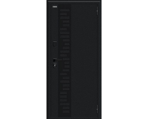 Дверь входная металлическая с терморазрывом «Thermo Техно Д2/SBlack» Букле черное/White Silk