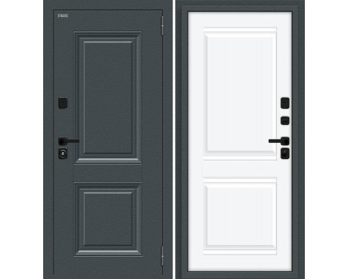 Дверь входная металлическая с терморазрывом «Thermo Некст МФ/SBlack» Старк антрацит/White Silk