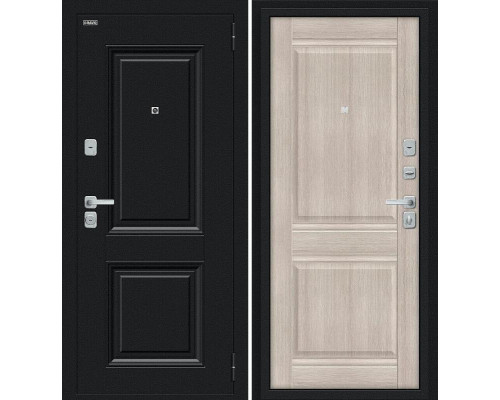 Дверь входная металлическая «Некст МФ/BChrome» Букле черное/Cappuccino Melinga