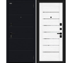 Дверь входная металлическая «Прайд» Total Black/Snow Melinga